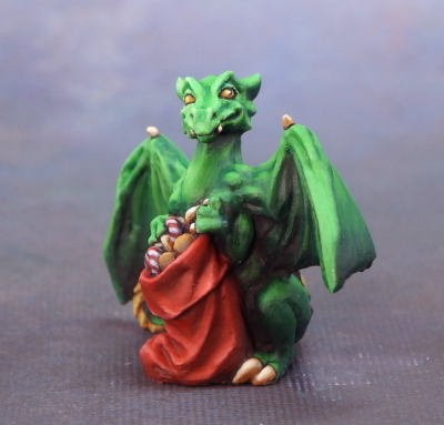 Dragon and stocking, face view