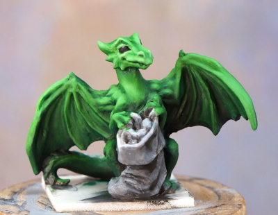 Stocking dragon completed greens, front