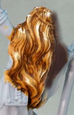 Dampbrushing example of painting hair