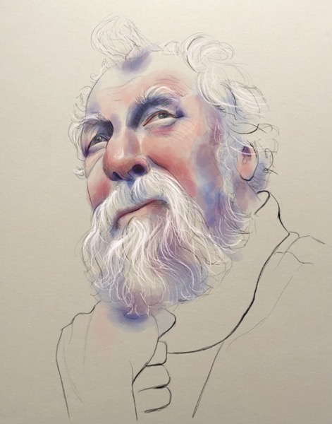 Digital painting of older man
